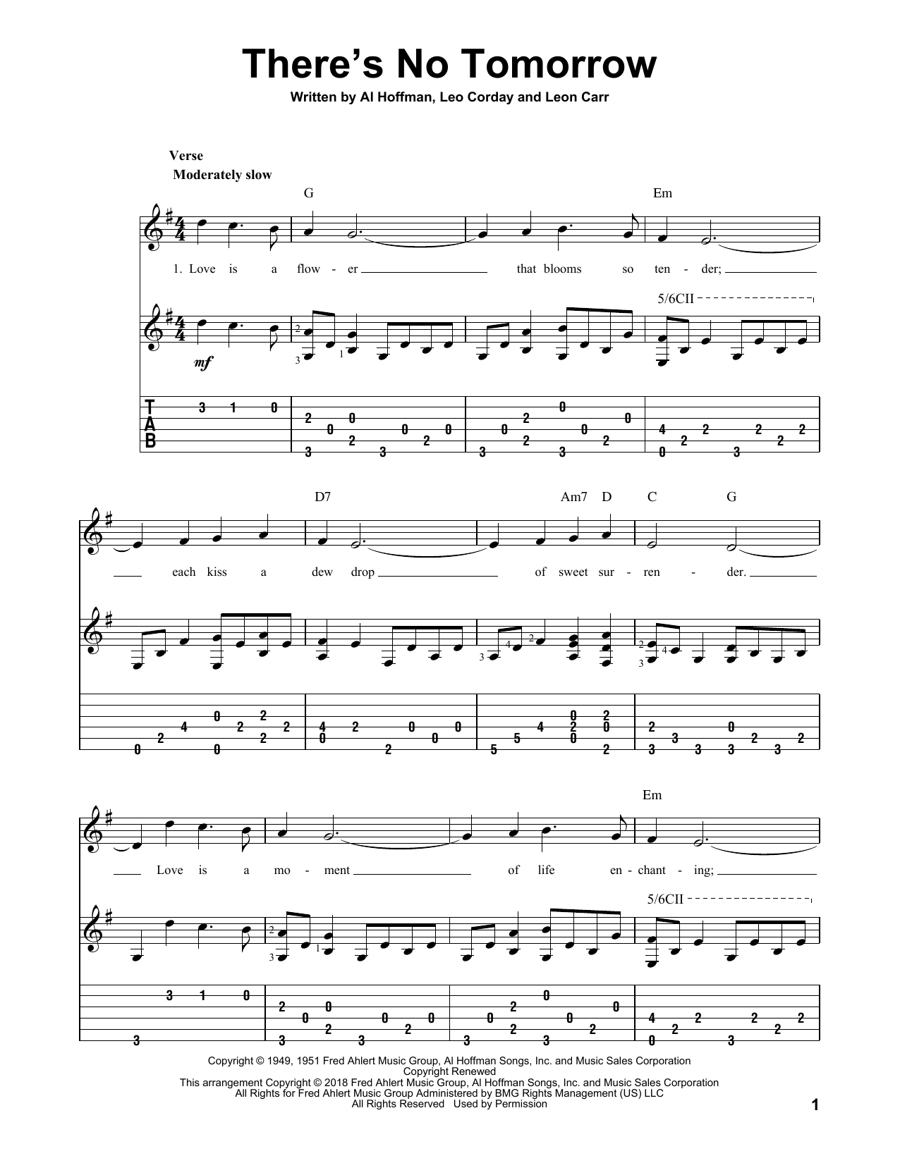 Leo Corday There's No Tomorrow sheet music notes and chords. Download Printable PDF.