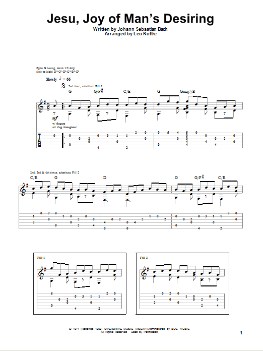 Leo Kottke Jesu, Joy Of Man's Desiring sheet music notes and chords. Download Printable PDF.