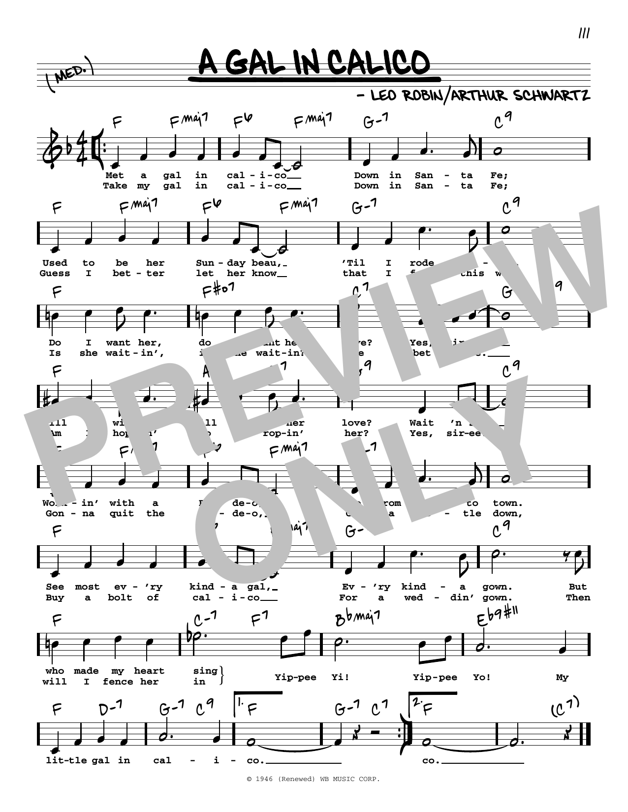 Learn to play Leo Robin and Arthur Schwartz A Gal In Calico (High Voice) sheet music for Real Book – Melody, Lyrics & Chords in minutes. Price: 5.9900$ Leo Robin and Arthur Schwartz A Gal In Calico (High Voice) sheet music notes and chords arranged for Real Book – Melody, Lyrics & Chords