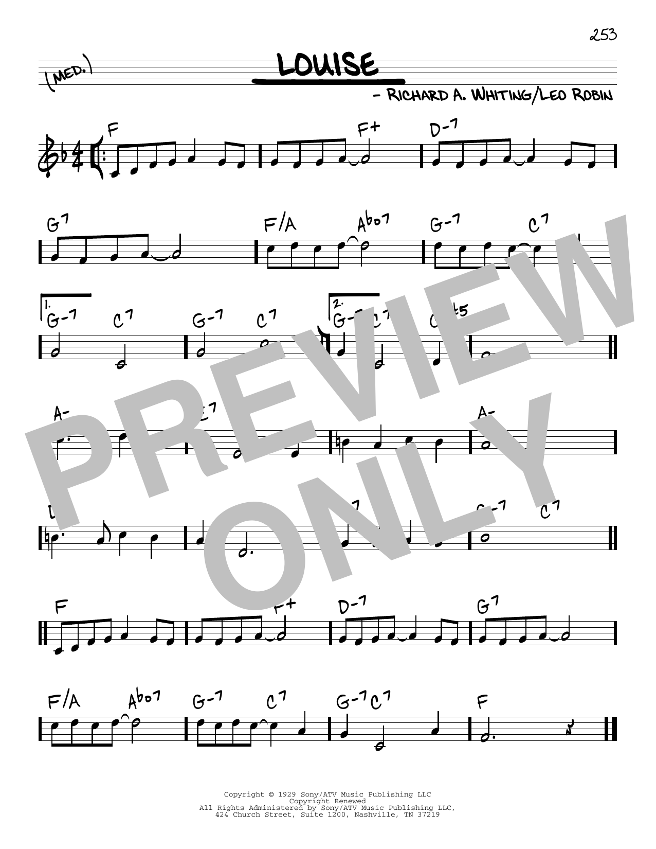 Leo Robin and Richard A. Whiting Louise sheet music notes and chords. Download Printable PDF.