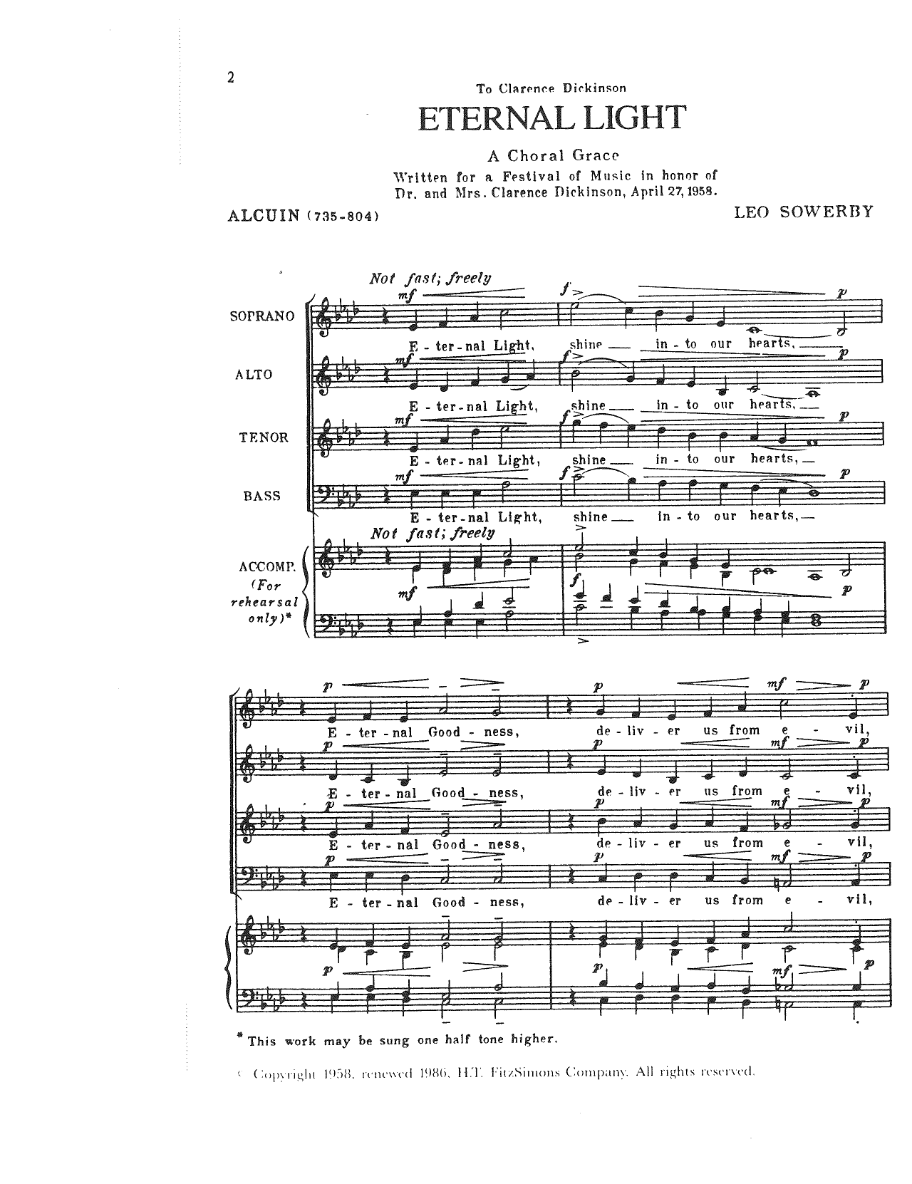Learn to play Leo Sowerby Eternal Light sheet music for SATB Choir in minutes. Price: 3.9900$ Leo Sowerby Eternal Light sheet music notes and chords arranged for SATB Choir
