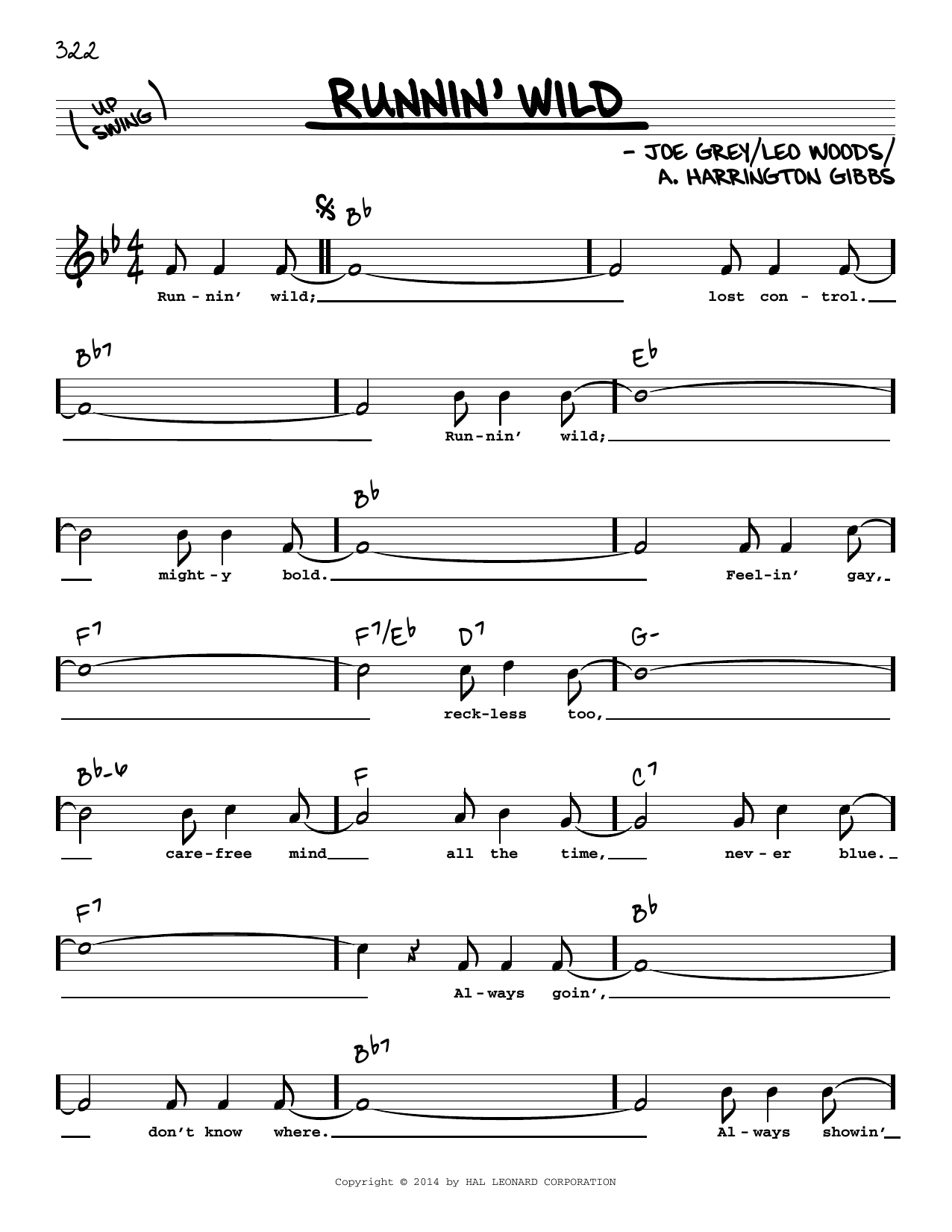 Learn to play Leo Woods Runnin' Wild (High Voice) sheet music for Real Book – Melody, Lyrics & Chords in minutes. Price: 5.9900$ Leo Woods Runnin' Wild (High Voice) sheet music notes and chords arranged for Real Book – Melody, Lyrics & Chords