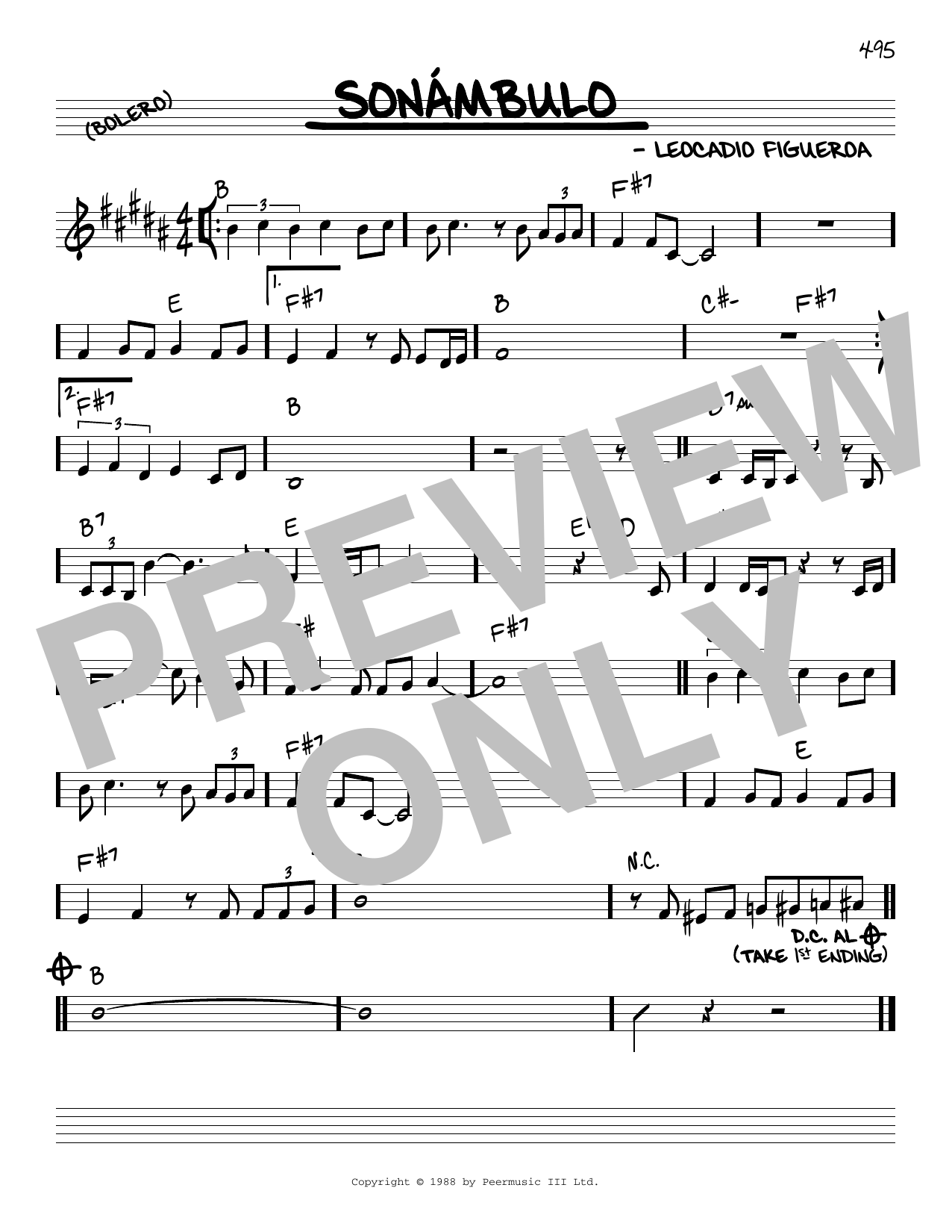 Learn to play Leocadio Figueroa Sonambulo sheet music for Real Book – Melody & Chords in minutes. Price: 5.9900$ Leocadio Figueroa Sonambulo sheet music notes and chords arranged for Real Book – Melody & Chords