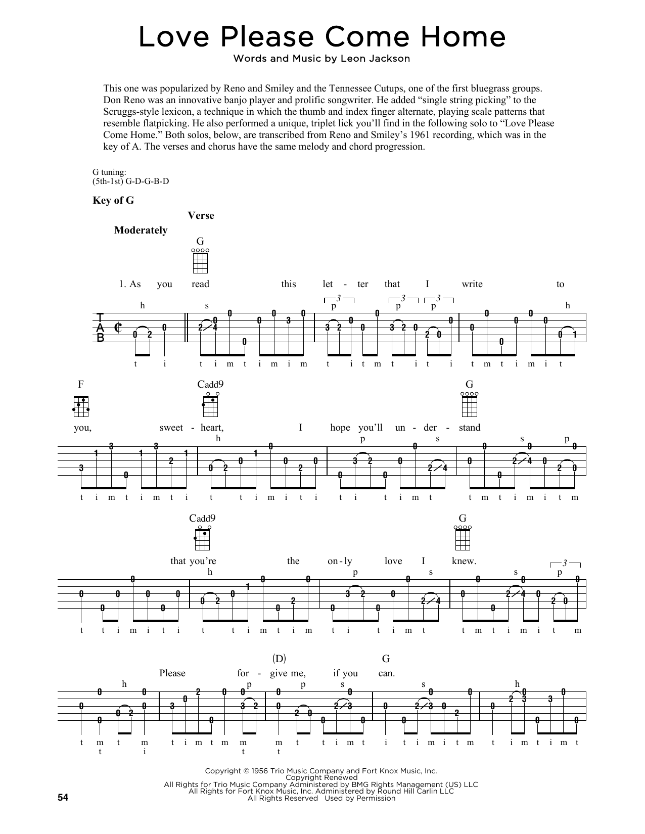 Leon Jackson Love Please Come Home (arr. Fred Sokolow) sheet music notes and chords. Download Printable PDF.