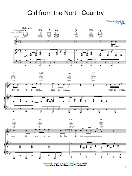 Learn to play Leon Russell Girl From The North Country sheet music for Piano, Vocal & Guitar Chords (Right-Hand Melody) in minutes. Price: 7.8900$ Leon Russell Girl From The North Country sheet music notes and chords arranged for Piano, Vocal & Guitar Chords (Right-Hand Melody)