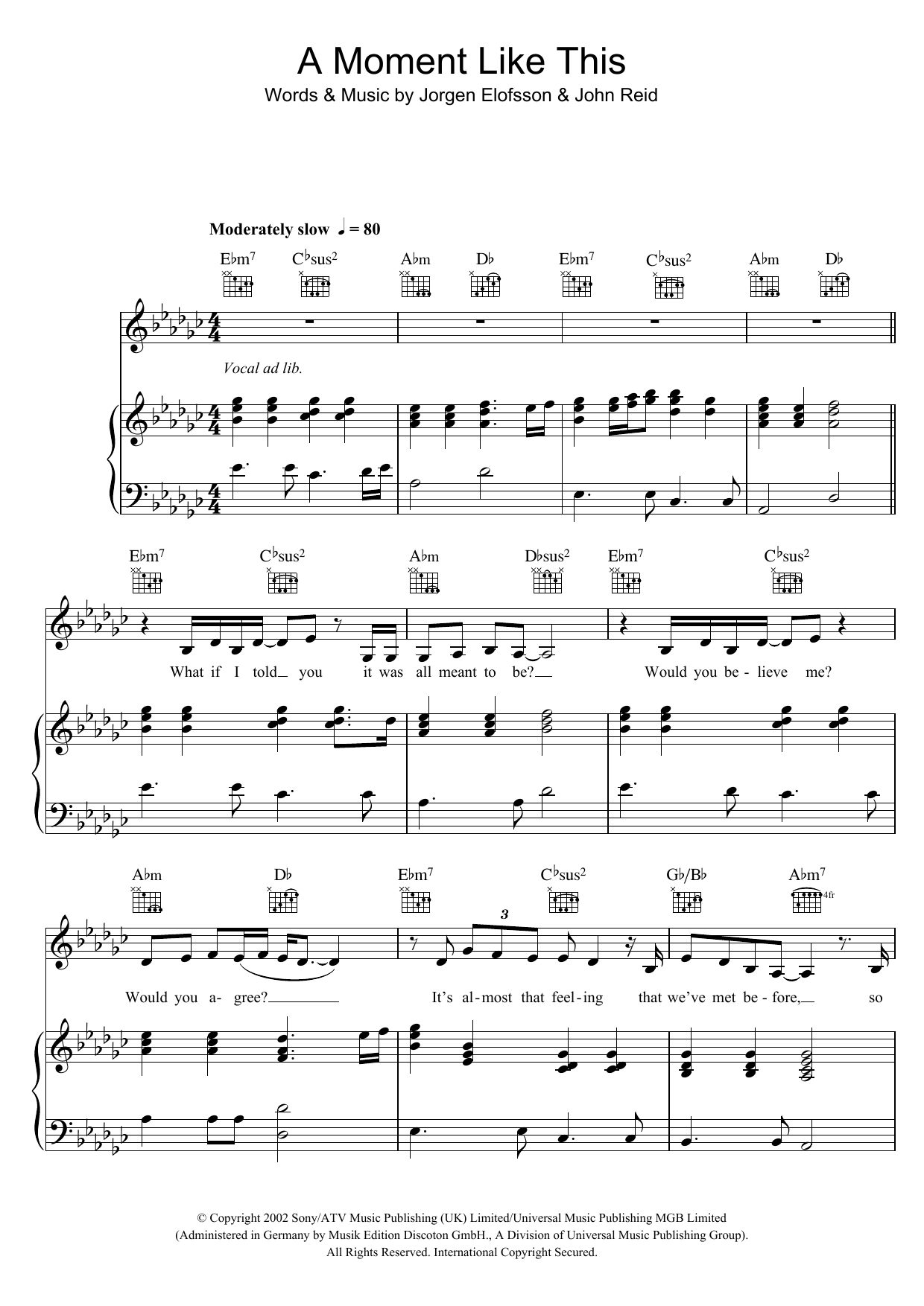 Leona Lewis A Moment Like This sheet music notes and chords. Download Printable PDF.