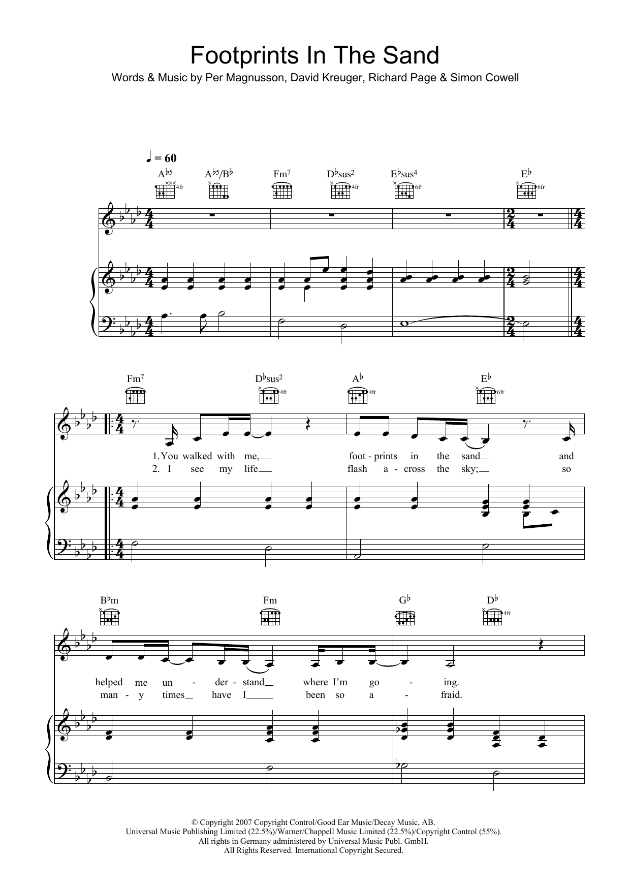 Leona Lewis Footprints In The Sand sheet music notes and chords. Download Printable PDF.