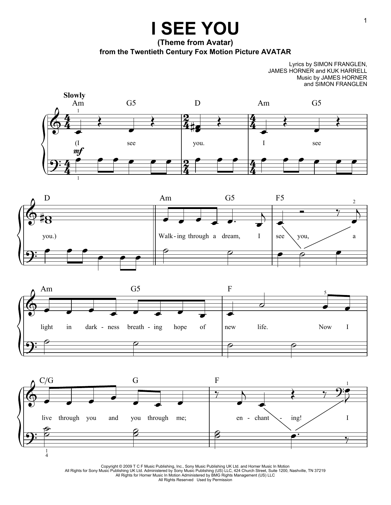 Leona Lewis I See You (Theme From Avatar) sheet music notes and chords. Download Printable PDF.