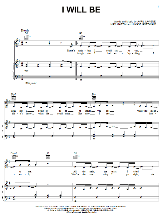 Leona Lewis I Will Be sheet music notes and chords arranged for Piano, Vocal & Guitar Chords (Right-Hand Melody)