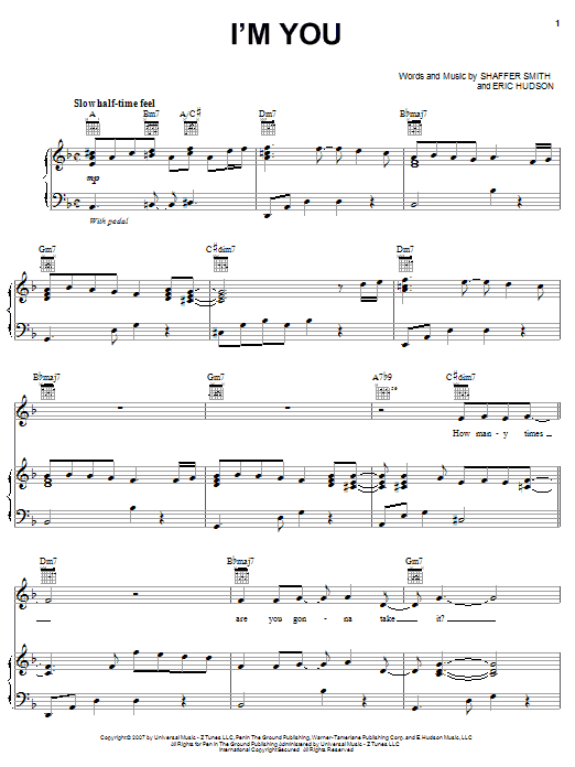 Leona Lewis I'm You sheet music notes and chords arranged for Piano, Vocal & Guitar Chords (Right-Hand Melody)