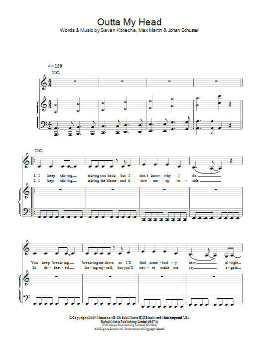 Learn to play Leona Lewis Outta My Head sheet music for Piano, Vocal & Guitar Chords in minutes. Price: 7.8900$ Leona Lewis Outta My Head sheet music notes and chords arranged for Piano, Vocal & Guitar Chords