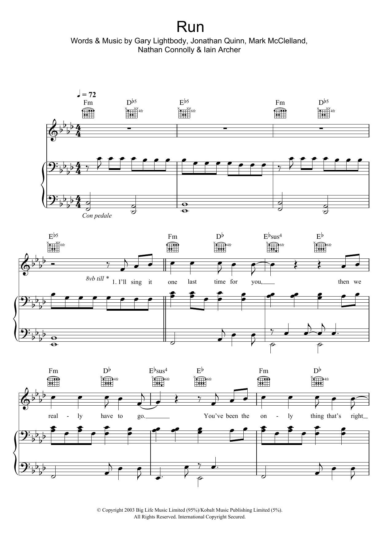 Leona Lewis Run sheet music notes and chords. Download Printable PDF.