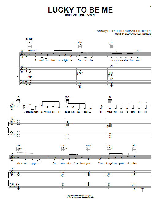 Leonard Bernstein Lucky To Be Me (from On the Town) sheet music notes and chords. Download Printable PDF.