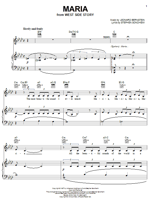 Leonard Bernstein Maria sheet music notes and chords. Download Printable PDF.