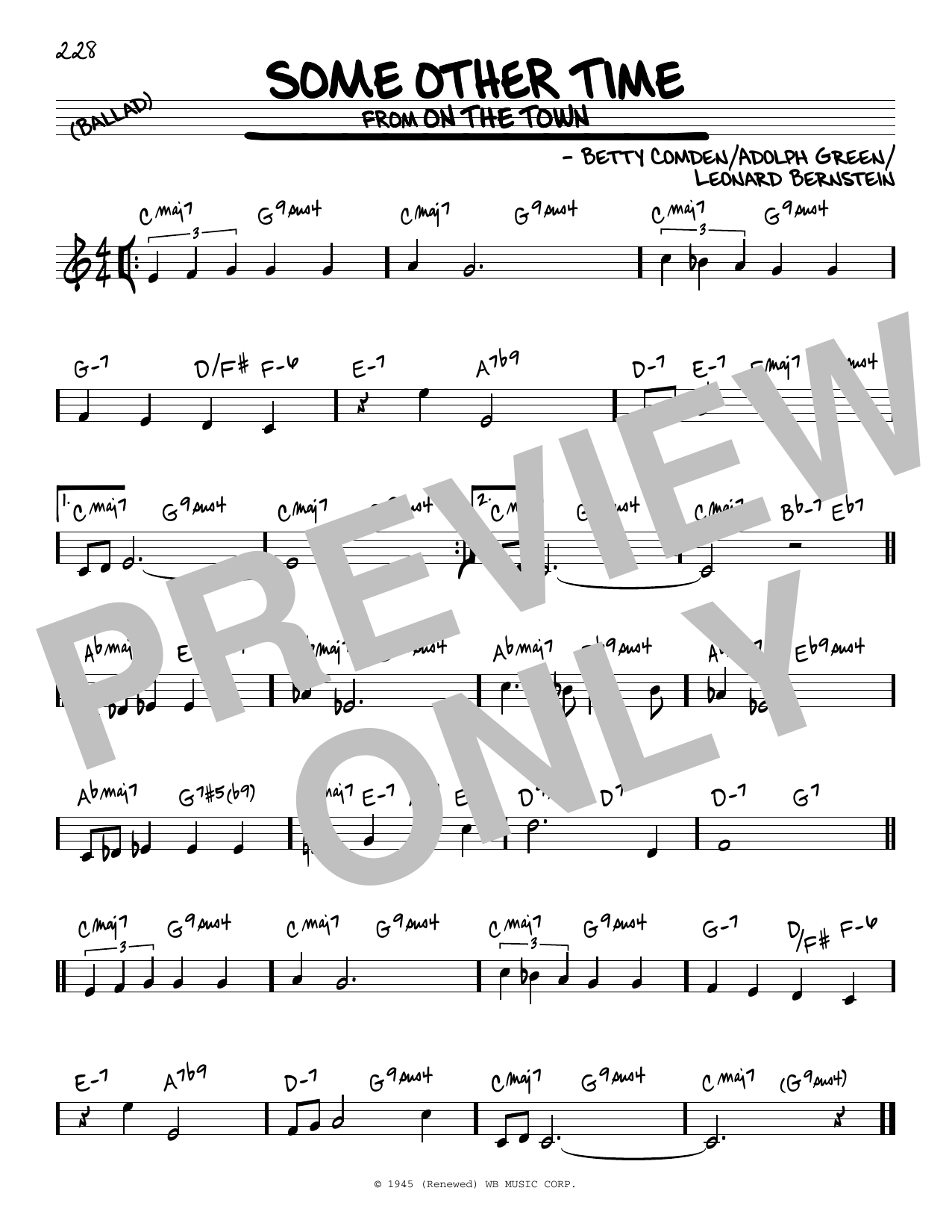 Leonard Bernstein Some Other Time (from On the Town) sheet music notes and chords. Download Printable PDF.