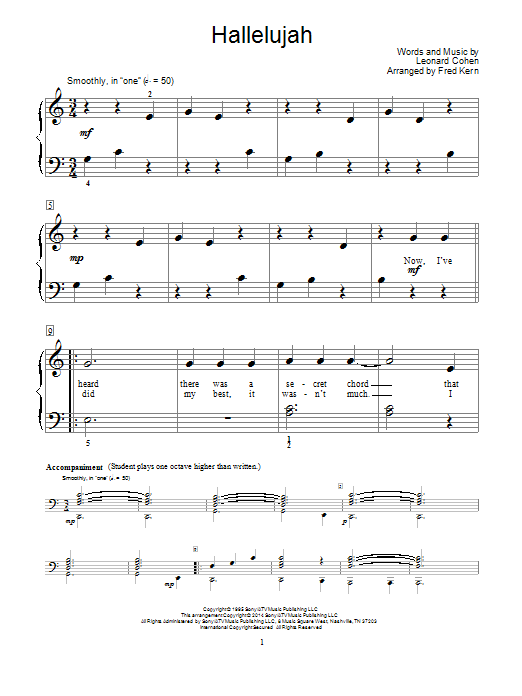 Fred Kern Hallelujah sheet music notes and chords. Download Printable PDF.