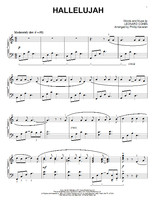 Leonard Cohen Hallelujah (arr. Phillip Keveren) sheet music notes and chords. Download Printable PDF.