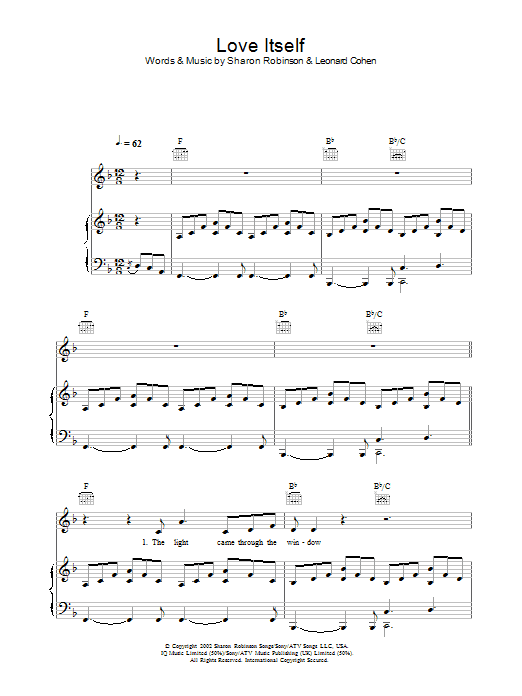 Leonard Cohen Love Itself sheet music notes and chords arranged for Piano, Vocal & Guitar Chords