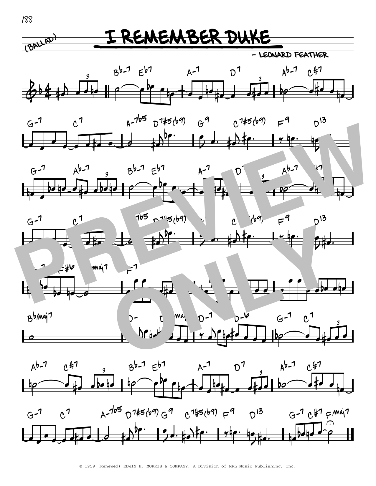 Learn to play Leonard Feather I Remember Duke sheet music for Real Book – Melody & Chords in minutes. Price: 5.9900$ Leonard Feather I Remember Duke sheet music notes and chords arranged for Real Book – Melody & Chords