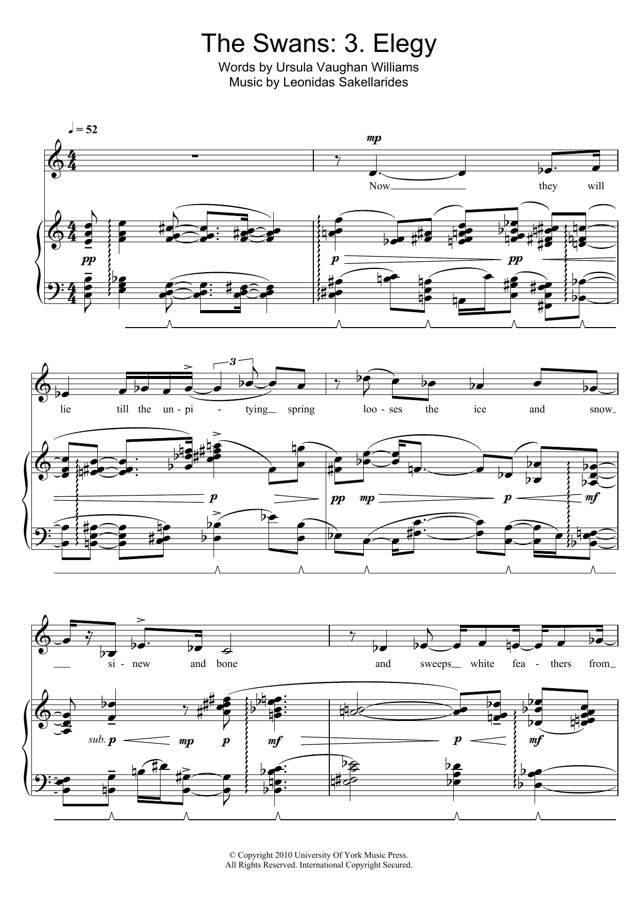 Learn to play Leonidas Sakellarides The Swans: 3. Elegy sheet music for Piano & Vocal in minutes. Price: 7.8900$ Leonidas Sakellarides The Swans: 3. Elegy sheet music notes and chords arranged for Piano & Vocal