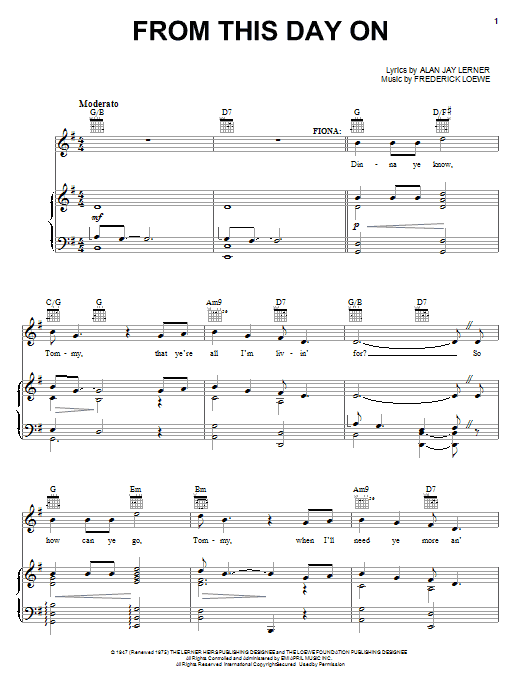 Lerner & Loewe From This Day On sheet music notes and chords. Download Printable PDF.