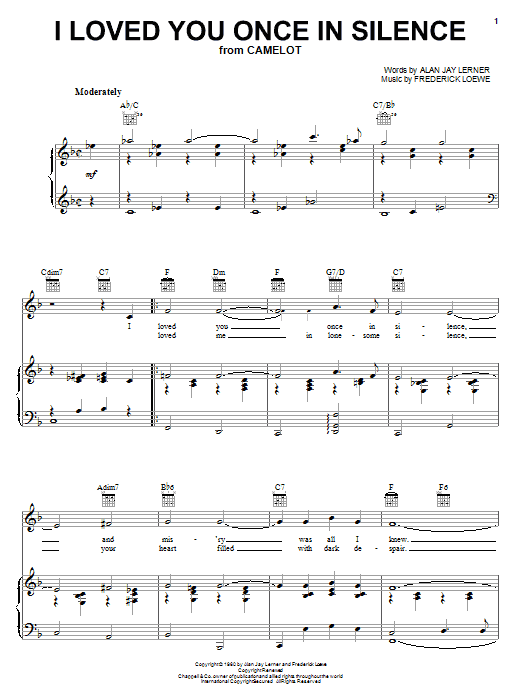 Lerner & Loewe I Loved You Once In Silence sheet music notes and chords. Download Printable PDF.