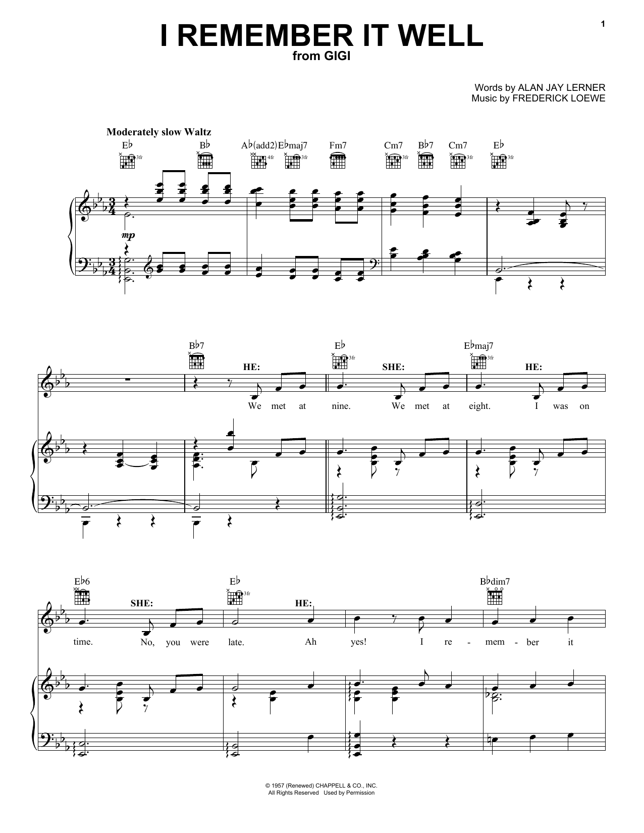 Lerner & Loewe I Remember It Well sheet music notes and chords. Download Printable PDF.