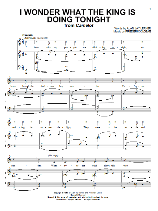 Lerner & Loewe I Wonder What The King Is Doing Tonight sheet music notes and chords. Download Printable PDF.