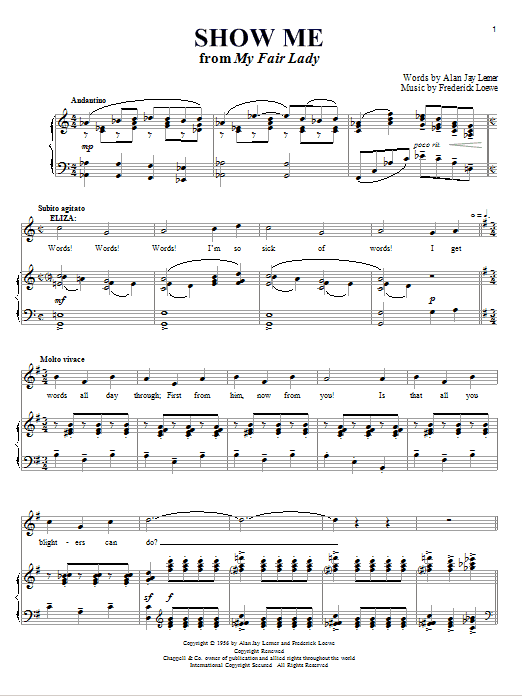 Lerner & Loewe Show Me sheet music notes and chords. Download Printable PDF.