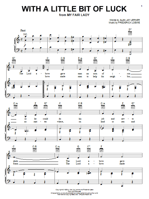 Lerner & Loewe With A Little Bit Of Luck sheet music notes and chords. Download Printable PDF.