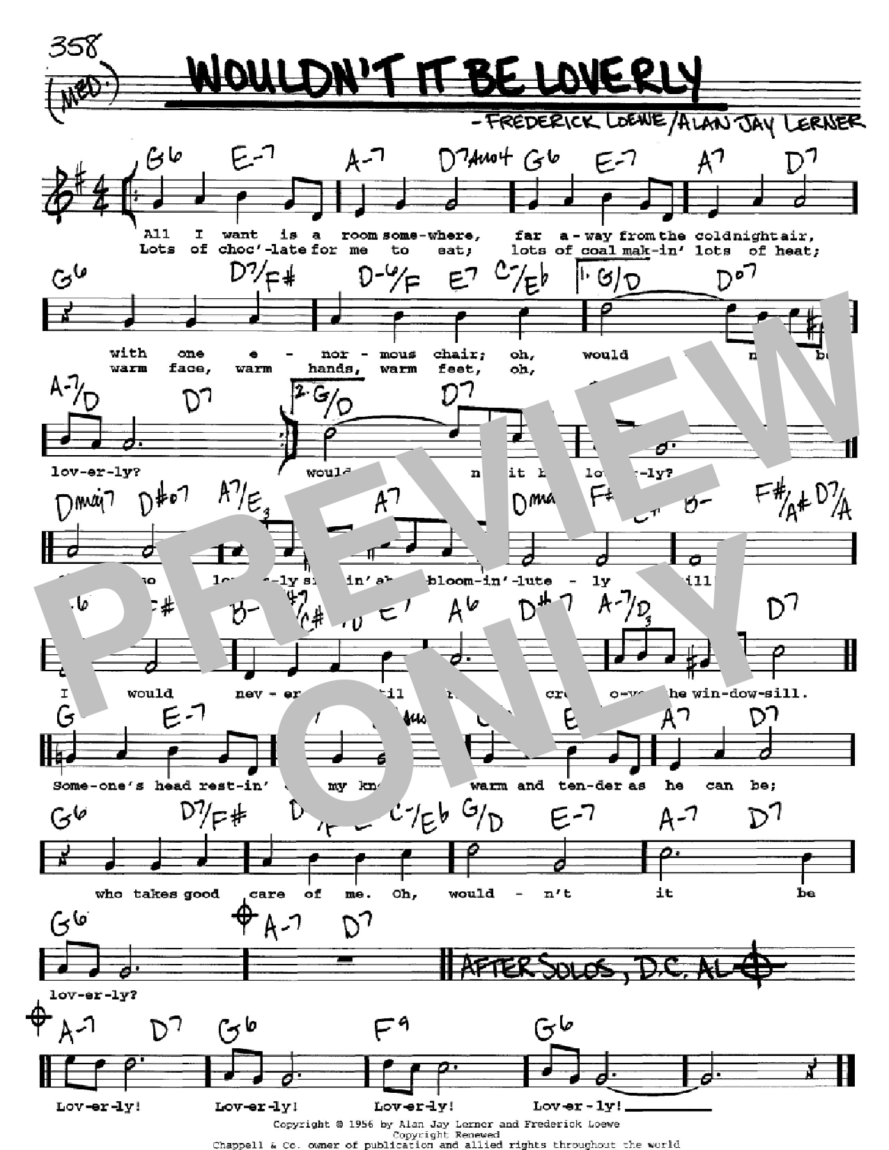 Lerner & Loewe Wouldn't It Be Loverly sheet music notes and chords. Download Printable PDF.