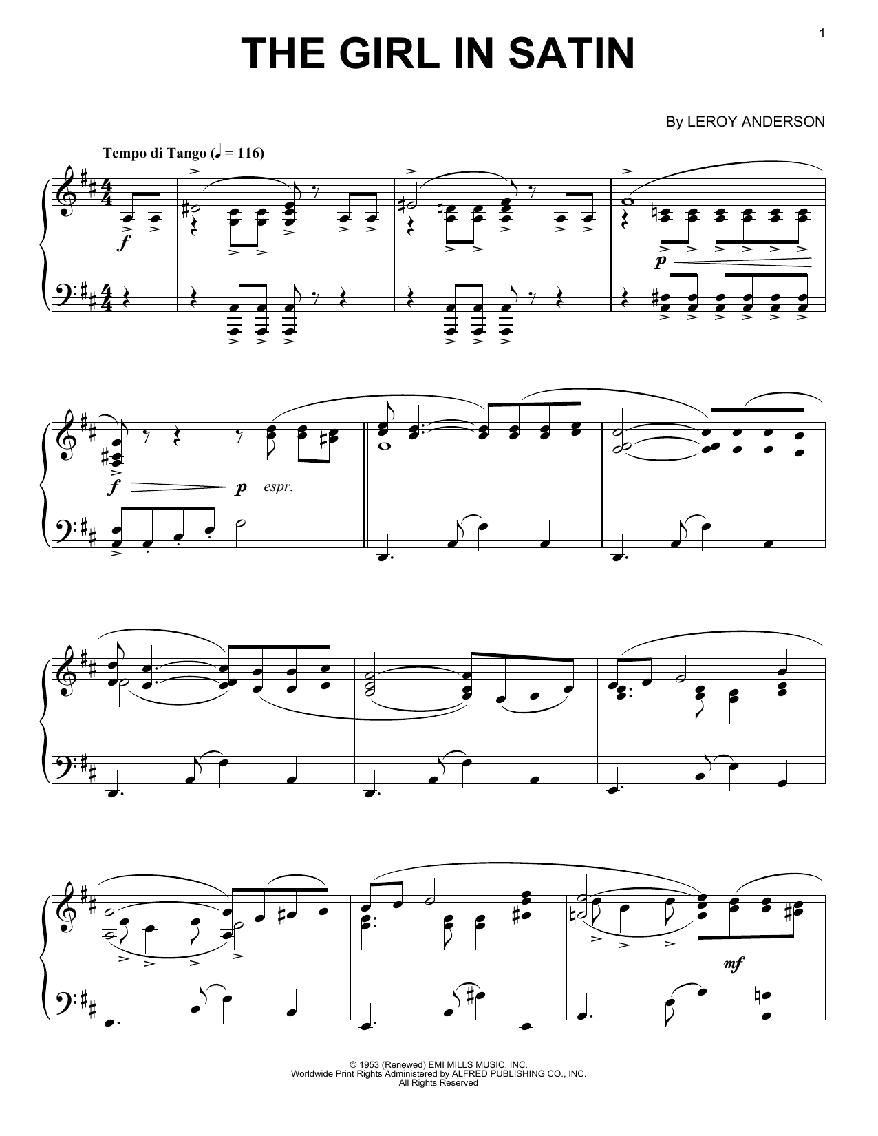 Learn to play Leroy Anderson The Girl In Satin sheet music for Piano Solo in minutes. Price: 7.8900$ Leroy Anderson The Girl In Satin sheet music notes and chords arranged for Piano Solo