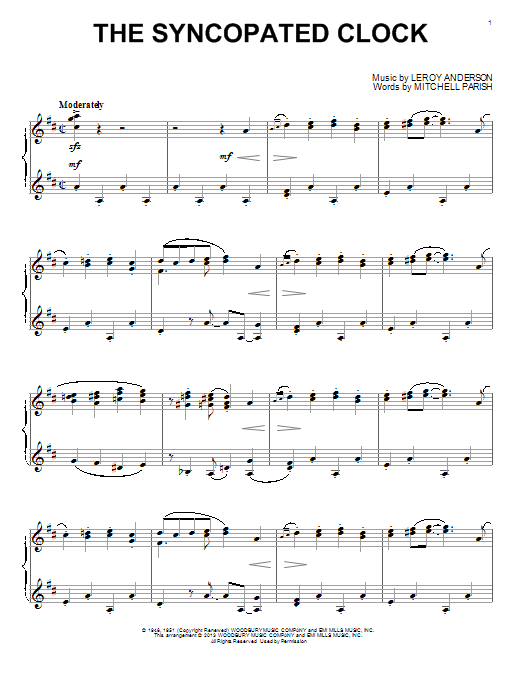 Leroy Anderson The Syncopated Clock sheet music notes and chords. Download Printable PDF.