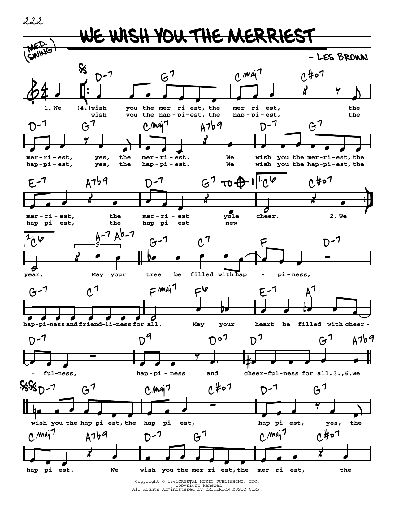 Les Brown We Wish You The Merriest sheet music notes and chords. Download Printable PDF.