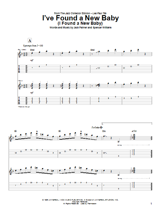 Learn to play Les Paul I've Found A New Baby (I Found A New Baby) sheet music for Guitar Tab in minutes. Price: 7.8900$ Les Paul I've Found A New Baby (I Found A New Baby) sheet music notes and chords arranged for Guitar Tab