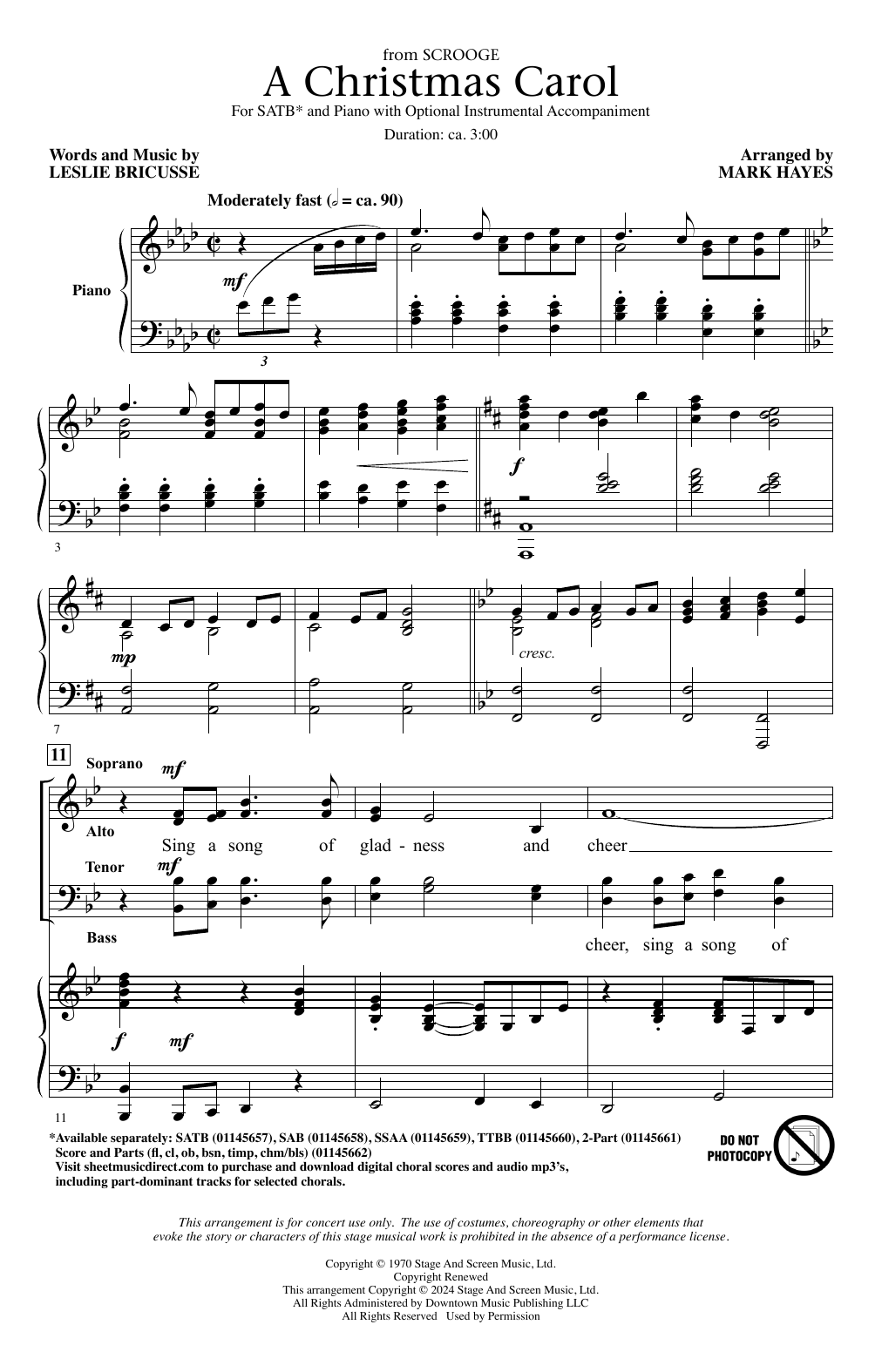 Leslie Bricusse A Christmas Carol (from Scrooge) (arr. Mark Hayes) sheet music notes and chords. Download Printable PDF.