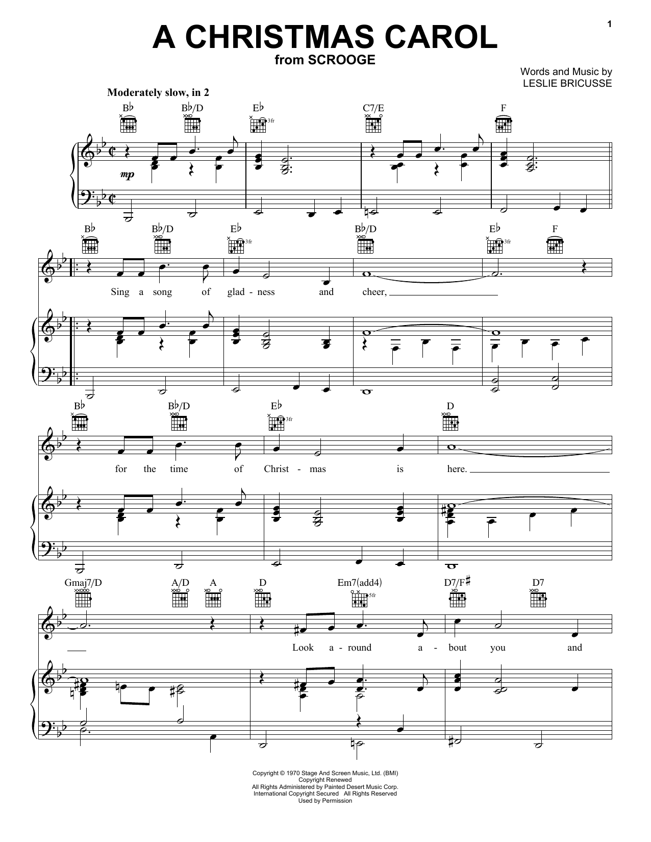 Learn to play Leslie Bricusse A Christmas Carol sheet music for Piano, Vocal & Guitar Chords (Right-Hand Melody) in minutes. Price: 7.8900$ Leslie Bricusse A Christmas Carol sheet music notes and chords arranged for Piano, Vocal & Guitar Chords (Right-Hand Melody)
