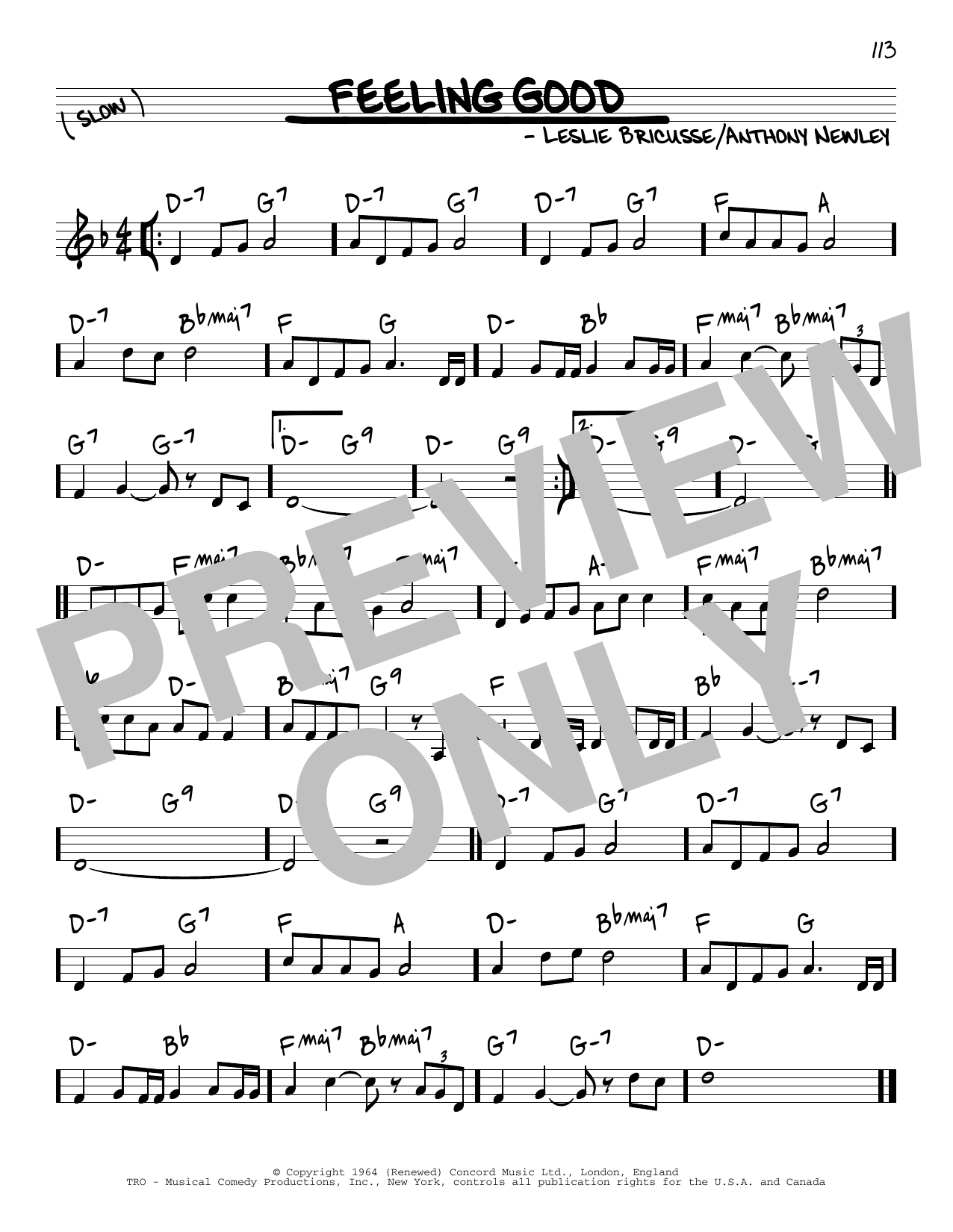 Leslie Bricusse and Anthony Newley Feeling Good sheet music notes and chords. Download Printable PDF.