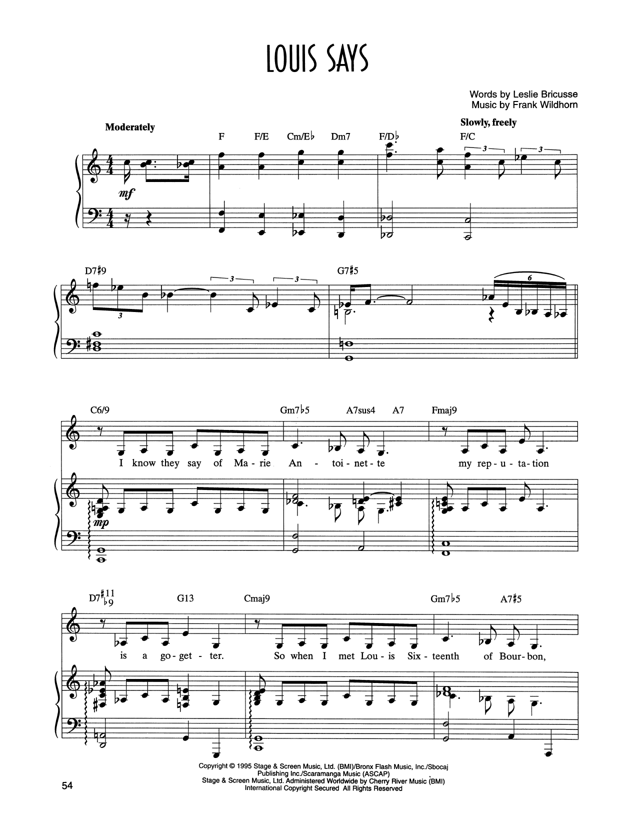Learn to play Leslie Bricusse and Frank Wildhorn Louis Says (from Victor/Victoria) sheet music for Piano & Vocal in minutes. Price: 7.8900$ Leslie Bricusse and Frank Wildhorn Louis Says (from Victor/Victoria) sheet music notes and chords arranged for Piano & Vocal