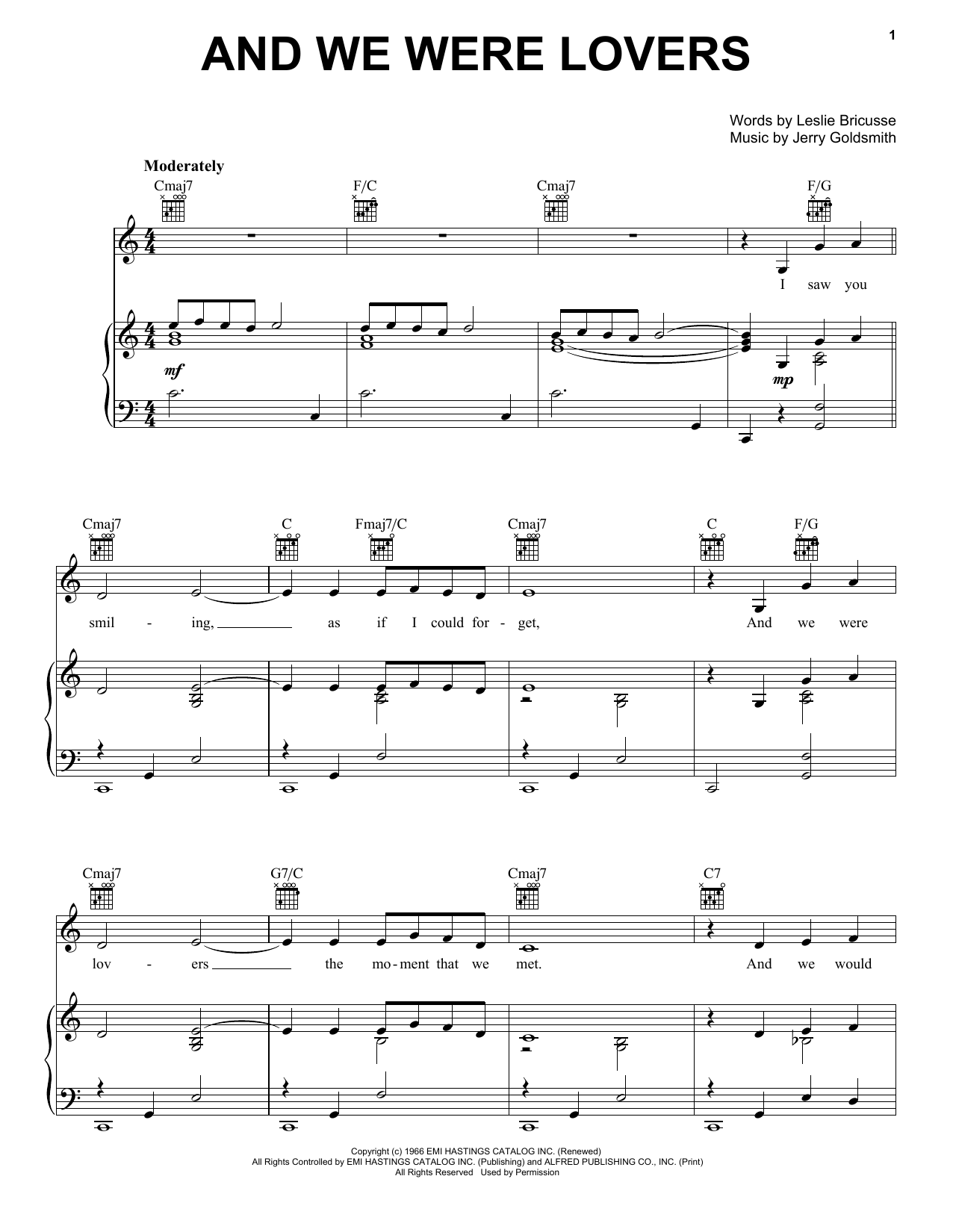 Leslie Bricusse And We Were Lovers sheet music notes and chords. Download Printable PDF.