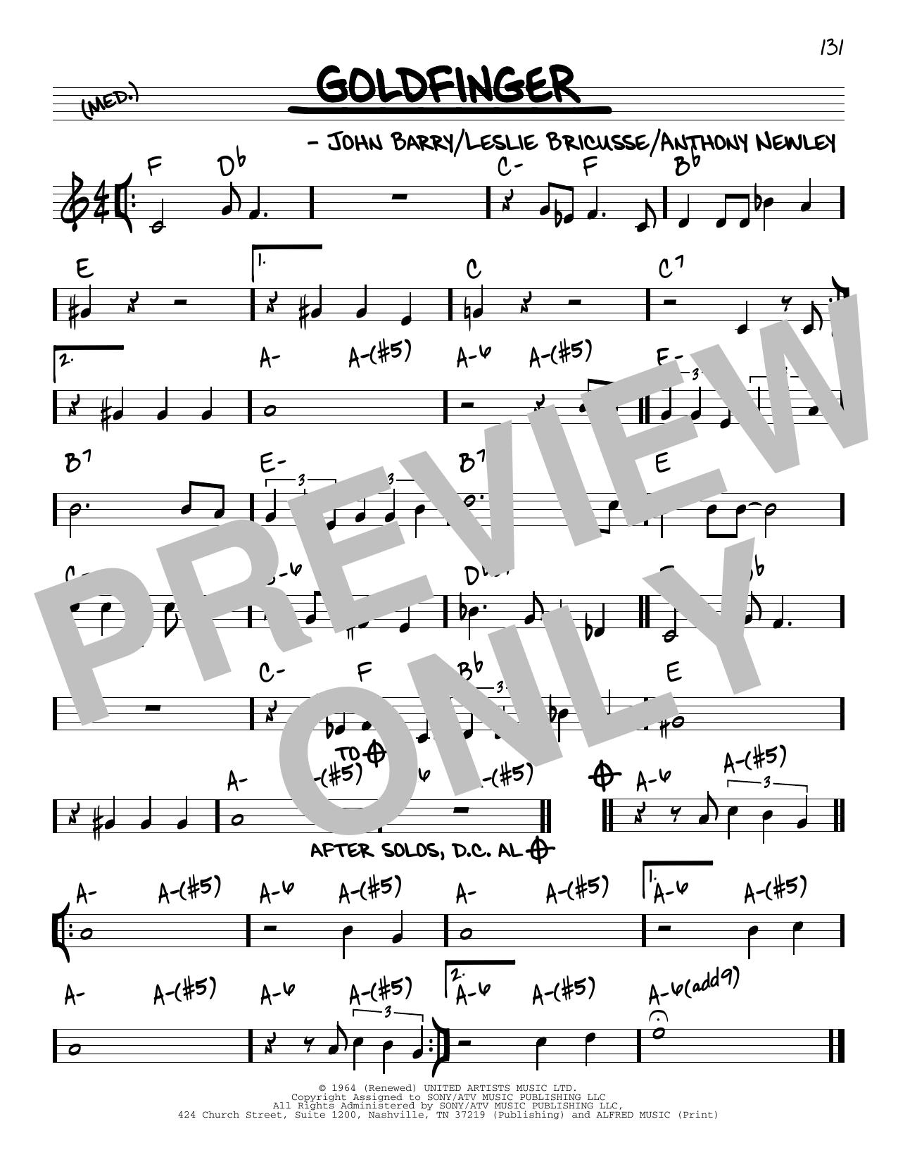 Learn to play Leslie Bricusse Goldfinger sheet music for Real Book – Melody & Chords in minutes. Price: 5.9900$ Leslie Bricusse Goldfinger sheet music notes and chords arranged for Real Book – Melody & Chords