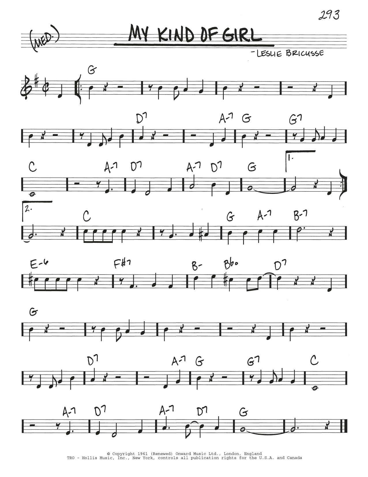 Learn to play Leslie Bricusse My Kind Of Girl sheet music for Real Book – Melody & Chords in minutes. Price: 5.9900$ Leslie Bricusse My Kind Of Girl sheet music notes and chords arranged for Real Book – Melody & Chords