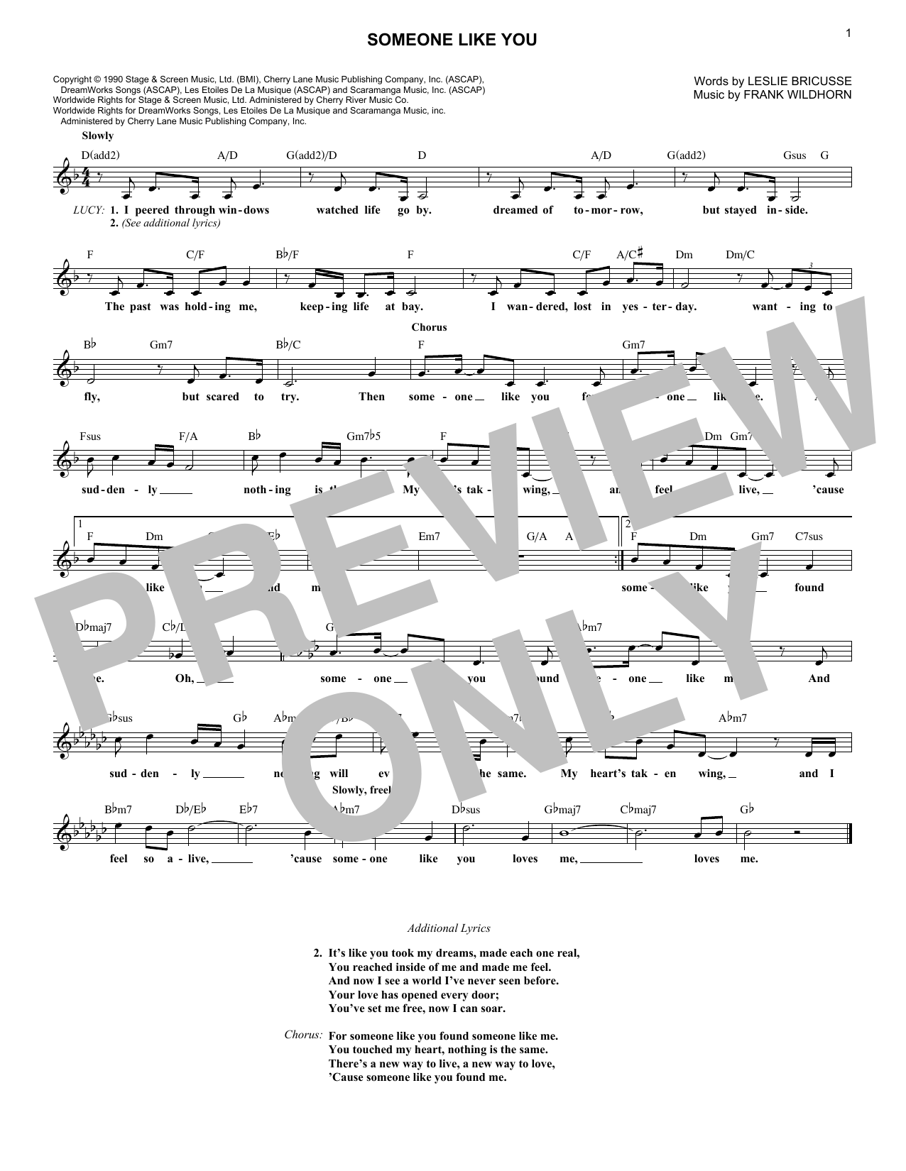 Learn to play Leslie Bricusse Someone Like You (from Jekyll & Hyde) sheet music for Lead Sheet / Fake Book in minutes. Price: 5.9900$ Leslie Bricusse Someone Like You (from Jekyll & Hyde) sheet music notes and chords arranged for Lead Sheet / Fake Book
