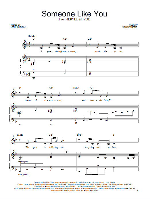 Leslie Bricusse Someone Like You sheet music notes and chords. Download Printable PDF.