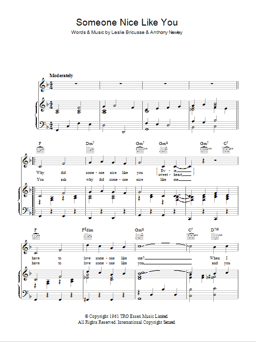 Sammy Davis Jr. Someone Nice Like You sheet music notes and chords arranged for Piano, Vocal & Guitar Chords