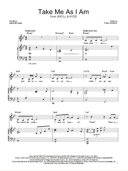 Leslie Bricusse Take Me As I Am sheet music notes and chords. Download Printable PDF.