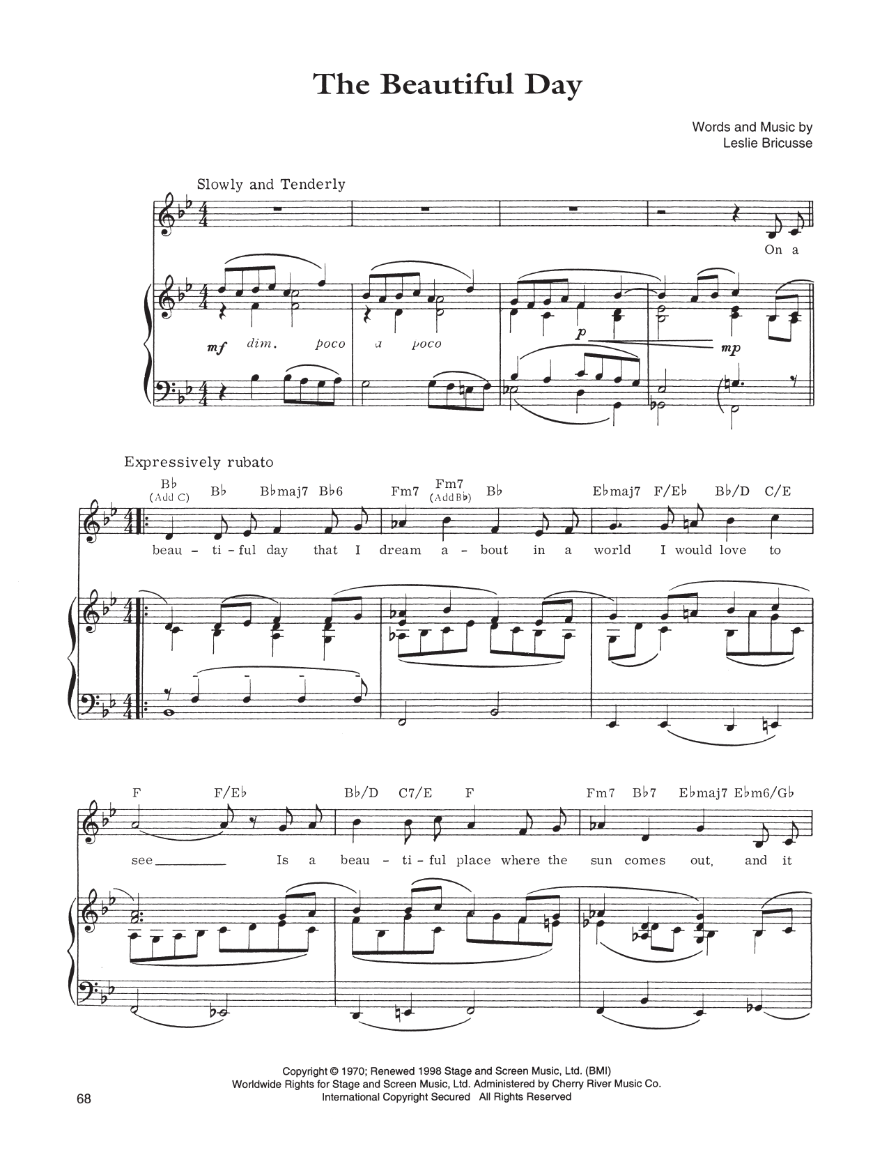 Leslie Bricusse The Beautiful Day sheet music notes and chords. Download Printable PDF.