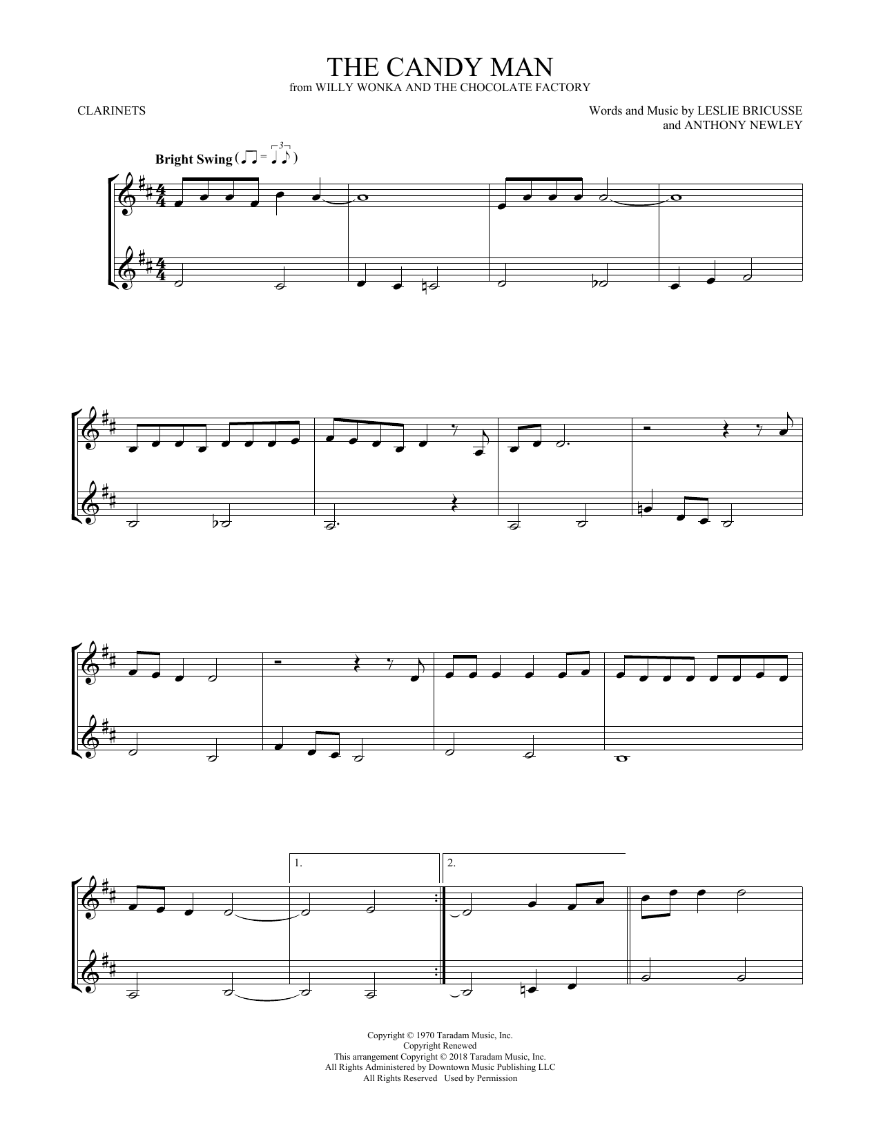 Leslie Bricusse The Candy Man sheet music notes and chords. Download Printable PDF.