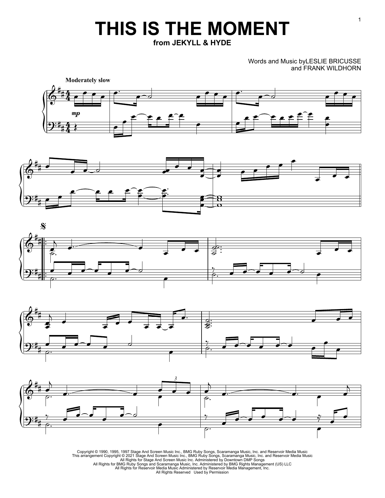 Leslie Bricusse This Is The Moment (from Jekyll & Hyde) sheet music notes and chords. Download Printable PDF.