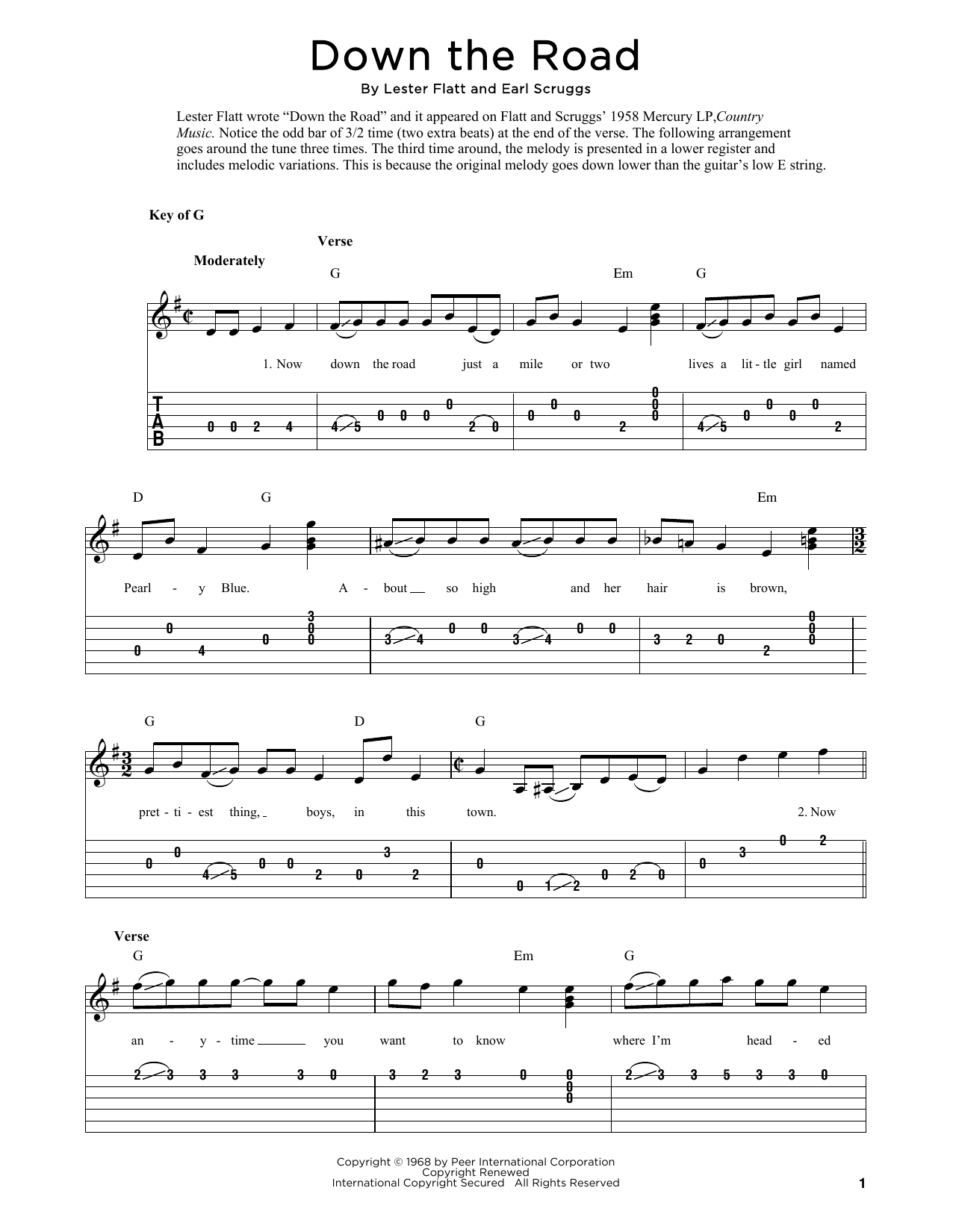 Lester Flatt & Earl Scruggs Down The Road (arr. Fred Sokolow) sheet music notes and chords. Download Printable PDF.